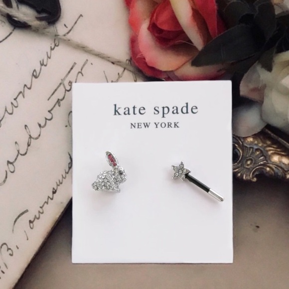 KATE SPADE • Starring Bunny Silver Rabbit Magic Wand Earrings - Picture 7 of 7